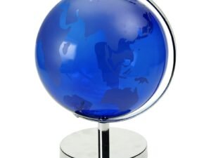 GLOBO TERRAQUEO METAL CRISTAL MOD AZUL 20 CM. COD: 32515