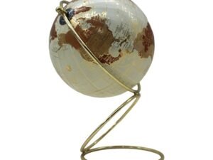 GLOBO TERRAQUEO EN PVC Y METAL. EN BLANCO-MARRÓN. 17,5 CM. COD: 33692