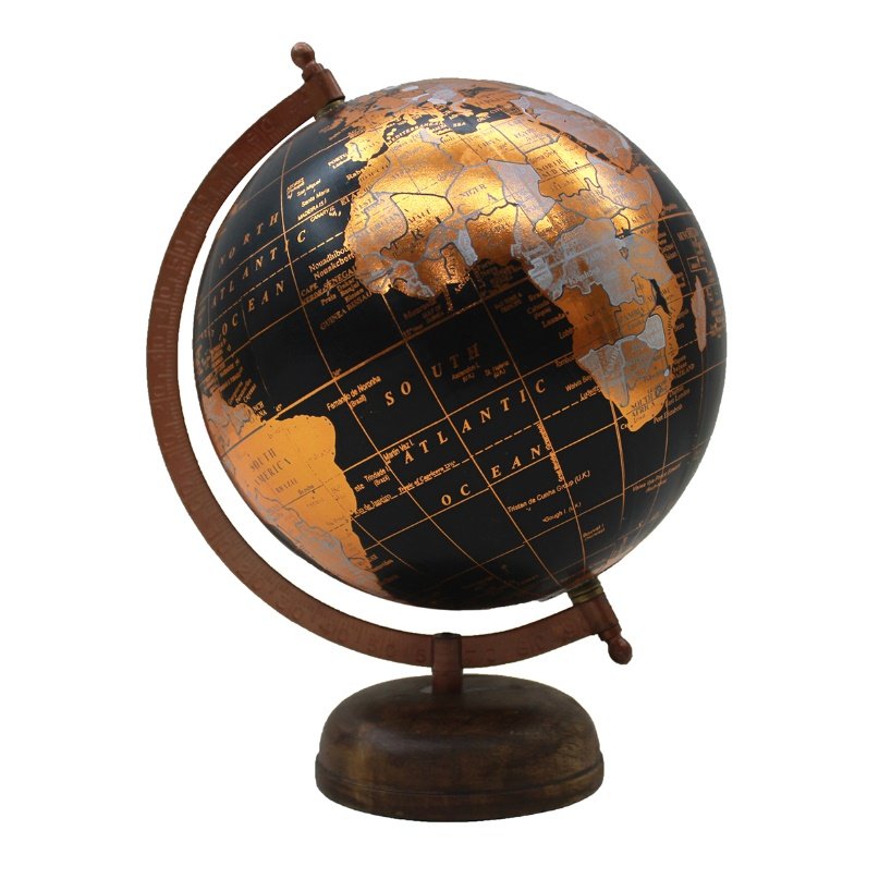 GLOBO TERRAQUEO EN PVC Y MADERA. 20 CM. COD: 33696