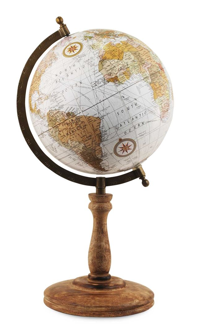 GLOBO TERRAQUEO EN PVC Y MADERA. 25CM. COD: 3145