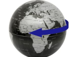 GLOBO TERRAQUEO NEGRO/GRIS GIRATORIO CON BOTON D:1. COD: 40254