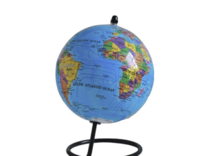 GLOBO TERRAQUEO POLITICO AZUL C/SOPORTE DORADO D. COD:  42574