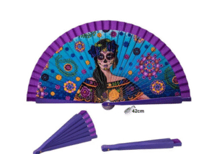 ABANICO MADERA CATRINAS EN CAJA L:42CM AJ460. COD: 42594