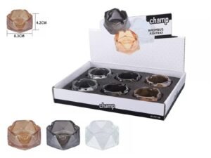 DISPLAY-6 CENICEROS MESA CRISTAL RHOMBUS STDOS #31 COD: 31445