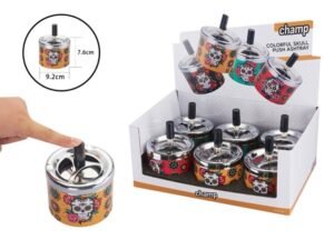 DISPLAY-6 CENICEROS PUSH SKULL COLOR STDOS. 405191 COD: 31490