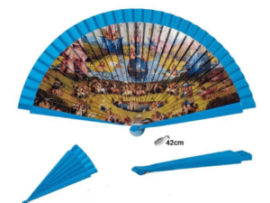 ABANICO MADERA BOSCO AZUL EN CAJA L:42CM J452. COD: 42943