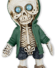 FIGURA DE RESINA SKELETON NEGOR VERDE 16 cm.  COD: 39626