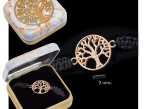 PULSERA ARBOL VIDA ORO ROSA NEGRO COD: 0000689