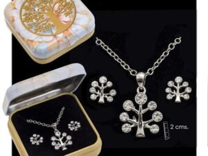 SET COLGANTE + PENDIENTE ARBOL VIDA PLATA COD: 0000686