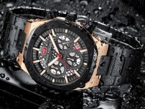 RELOJ MINI FOCUS MODELO ELEGANT NEGRO-DORADO. COD: RE06