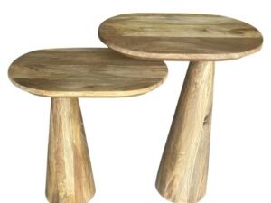 JUEGO DOS MESITAS DE MADERA TIPO SETA.  COD: 30500