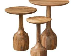 JUEGO TRES MESITAS DE MADERA TIPO COPA.  COD: 30503