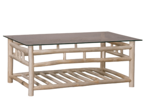 MESA DE PATIO DE MADERA Y CRISTAL.  COD: 343682