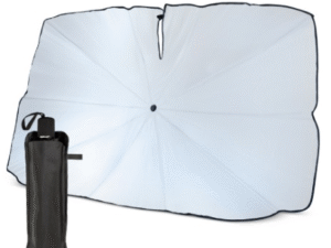 PARASOL DELANTERO DE COCHE AUTOMÁTICO LIGERO. TAMAÑO 140 X 80 CM. PLATEADO.