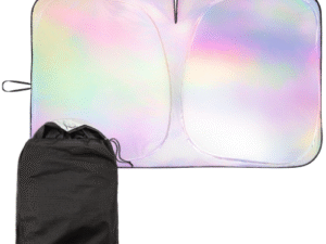 PARASOL DELANTERO DE COCHE EFECTO LÁSER “SUN”. TAMAÑO 143 X 79 CM. PLATEADO.