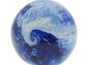 PISAPAPELES BOLA EN VIDRIO. MOD: OLA AZUL. MULTICOLOR. 8 X 8 X 7.50 CM. COD: 27929