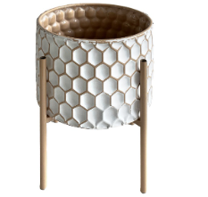 MACETERO DE METAL Y MADERA. GRANDE. MOD: COLMENA. COD: 34662.