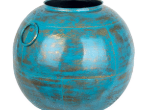 JARRÓN DE HOJALATA BOLA. AZUL ESTAÑO. MOD: ANTIGUO VIII. COD: 34068.