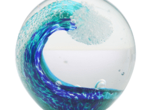 PISAPAPELES BOLA EN VIDRIO. MOD: OLA AZUL. MULTICOLOR. 10 X 10 X 9 CM. COD: 27930