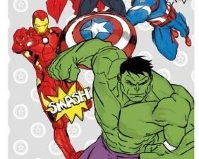 TOALLA DE PLAYA MODELO AVENGERS. DE ALGODÓN 300 GR.  MULTICOLOR. TAMAÑO 70x140. COD: 39046AVG-BT-NEW