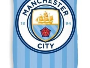 TOALLA DE PLAYA MODELO FUTBOL MASNCHESTER CITY MANCITY. EN ALGODÓN.  COLOR AZUL-GRANA. TAMAÑO 55x110. COD: 39NW1396