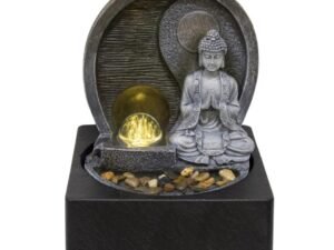 FUENTE BUDA CON LUZ PEANA NEGRA 18 x 18 x 21 CM. COD: 24711