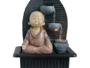 FUENTE MONJE BUDISTA CON LUZ PEANA NEGRA 21 x 18 x 26 CM. COD: 23803