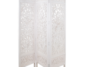 BIOMBO BLANCO DISEÑO DE HOJAS.  COD: 24059